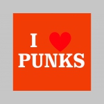 I LOVE PUNKS!   mikina s kapucou stiahnutelnou šnúrkami a klokankovým vreckom vpredu